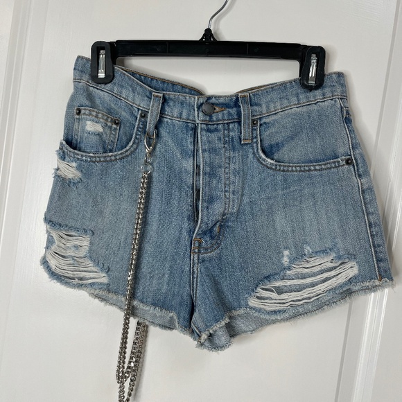 Carmar Denim Distressed High-Rise Shorts with Chain Size 25